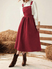 Spring And Autumn Mid-length Dress, Suspenders Dress For Female Students, French-style Vacation, Loose Fit