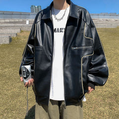 Spring And Autumn Leather Coat Men