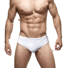 Solid Color Nylon Men's Swim Briefs Low Waist Sexy