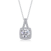 Small Square Diamond - A Fashionable And Luxurious Diamond Jewelry Piece Set With 2-carat Moissanite S925 Sterling Silver And Platinum-plated Pendant