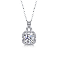 Small Square Diamond - A Fashionable And Luxurious Diamond Jewelry Piece Set With 2-carat Moissanite S925 Sterling Silver And Platinum-plated Pendant