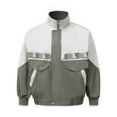 European And American Color Contrast Patchwork Workwear Stand-up Collar Jacket Fashion Brand Men's Clothing Loose Casual