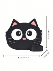 New Cute Cartoon Shoulder Bag Big Eyed Black Cat Messenger Bag For Women And Versatile Student Storage Coin Purse Bag
