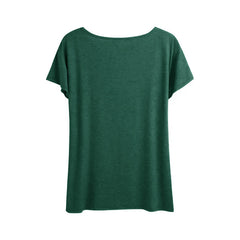 Women's Tri-Color Clover Print T-Shirt - Casual Short Sleeve Crew Neck Tee, Soft Summer Top