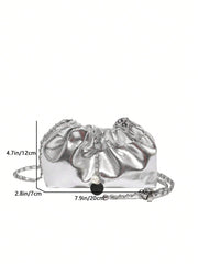 New Style Bag For Women, Pleated Cloud Bag, Chain Messenger Bag, Fashionable And Versatile Single Shoulder Bucket Bag