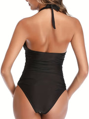 Women's Fashionable One-piece Swimming Suit - Sexy Solid-color Strapless All-in-one Swimsuit - Beach Style.