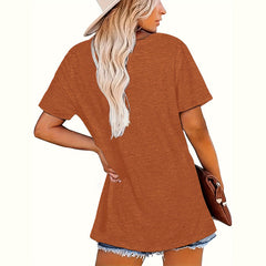 Women's Sun Print Crew Neck T-Shirt, Casual Short Sleeve Top For Spring & Summer