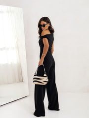 Sexy Jumpsuits For Women Falling Straps Business Rompers Elegant Straight Long Pants Rompers Fastened With A Zipper On The Side.