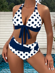 Sexy V Triangle Women's Bikini Set Polka Dot Bikini Neckless Sexy Swimsuit Vacation Style