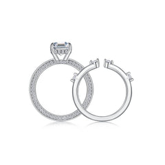 Ice Crystal Love - Fashionable Men's And Women's Ring And Ring Jewelry Set With Moissanite S925 Sterling Silver And Platinum-plated Diamond