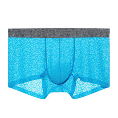 Men's Lace One-piece Seamless Thin Breathable Sweat-absorbent Sexy Transparent Boxer Briefs