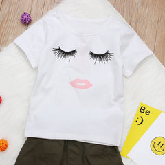 Pudcoco Girl Set 6M-4Y Kid Baby Girls Eyelash Tops T-shirt Pants Leggings Outfits Set Clothes