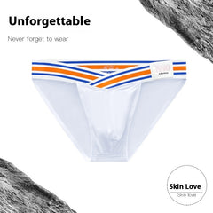 Solid Color High Fork Low Waist Briefs Full Package Hip Bulge