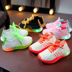 Boys and girls knitted surface candy glitter shoes