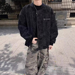 Mechanical Style Flying Motorcycle Leather Short Casual Baseball Jacket Men