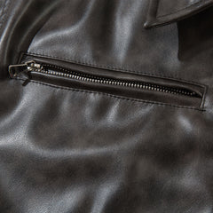 American-style Old Embroidery Letters Loose Leather Coat Men