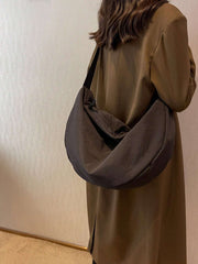 Nylon Bag Women's Single Shoulder Large Capacity Student Class Cloth Bag Commuting Crossbody Dumpling Bag Soft And Simple Canvas Bag