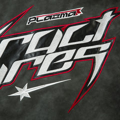 Men's Embroidered Letter Motorcycle Suit Leather Jacket