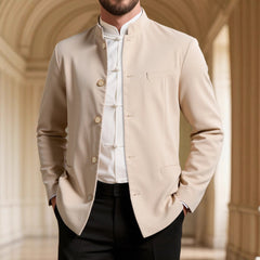 Men's Casual Stand Collar Single Western Coat Slim Fit