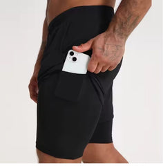 Gym Clothing Men Quick Dry 2 In 1 Gym Shorts Men Polyester Spandex Breathable Shorts Men Liner Running Fitness Shorts