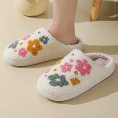 Warm Indoor Comfortable Colorful Flowers Cotton Slippers