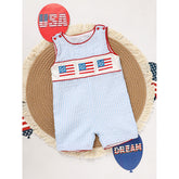 Infant Baby Boy 4th Of July American Flag Smocked Romper Summer Sleeveless Jumpsuit For Independence Day & Memorial Day Celebrations