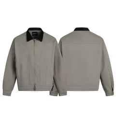 Men's Washed Corduroy Collar Stitching Workwear Jacket