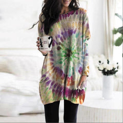 Women's Printed Spiral Batwing Sleeve Sweatshirt