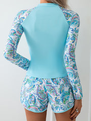 Women's Tankini Suit Long-sleeved Sports Style Square Pants Two-piece Set