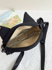 New Cute Cartoon Shoulder Bag Big Eyed Black Cat Messenger Bag For Women And Versatile Student Storage Coin Purse Bag
