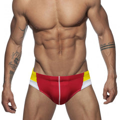 New Men's Bright Line Color Matching Swim Briefs Hip Drainage Line