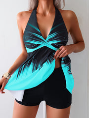 Women's Tankini Set, Two-piece Chest Cross, Skirt-style Square Pants, Swimsuit Set, Holiday Style