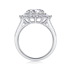 Sunflower - A Fashionable Diamond Jewelry Piece Set With 3-carat Moissanite S925 Sterling Silver And Platinum Diamond Ring