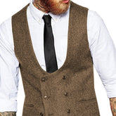 Retro Casual Herringbone Pattern Men's Suit Vest Groom Groomsman Slim Fit Vest