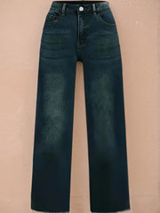 2025 Women's Denim Pants, Wide Leg Jeans, With Built-in Zipper Closure