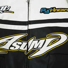 European And American-style Locomotive Racing Suit Leather Coat