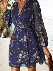 2025 Women's New Dress, V-neck Chiffon Long, Elegant Countryside Sleeves, Casual Style, Fashionable And Beautiful