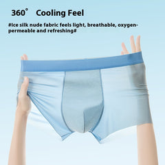 Cool Feeling Ice Silk Men's Underwear Antibacterial Crotch Boxers