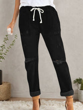 2025 New Women's Casual Set Wearing Distressed Stretch Jeans, Elastic Waisted Jeans, Denim Jogging Pants