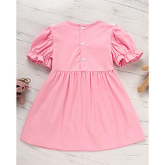 Toddler Baby Girl Spring Tulip Smocked Short Sleeve Dress With Lovely Tulip Embroidery Princess Dresses