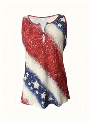 New Sleeveless Fashion Print Vest Button-down Top For Summer