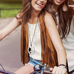 Women's Solid Color Sleeveless Fringe Vest - Lightweight Summer Bohemian Wear