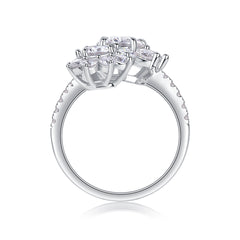Petal Morning Dew - A Fashionable Diamond Jewelry Piece Set With 1-carat Moissanite S925 Sterling Silver And Platinum Diamond Ring