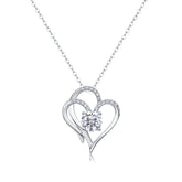 Heart To Heart - A Fashionable And Luxurious Diamond Jewelry Pendant Set With 1-carat Moissan Diamond S925 Sterling Silver And Platinum Plating