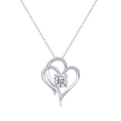 Heart To Heart - A Fashionable And Luxurious Diamond Jewelry Pendant Set With 1-carat Moissan Diamond S925 Sterling Silver And Platinum Plating