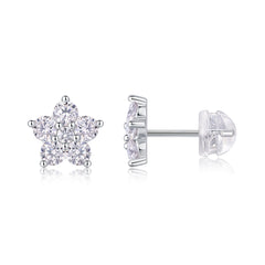 Paris Flower - Fashionable And Luxurious Diamond Jewelry Set With Moissanite S925 Sterling Silver And Platinum-plated Stud Earrings