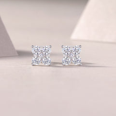 Sweetheart French - Fashionable And Luxurious Diamond Jewelry Set With Moissanite S925 Sterling Silver And Platinum-plated Stud Earrings