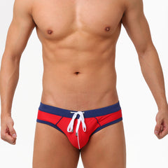 European And American Color Matching Men's Swim Briefs Trendy Simple