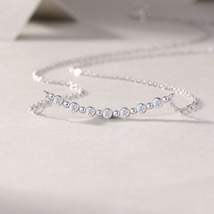 White Moon And Stars - A Fashionable And Luxurious Diamond Jewelry Pendant Set With Moissanite S925 Sterling Silver And Platinum Plating