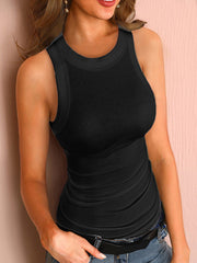 2 Piece Women's Vest Sexy Crew Neck Bottom Layer Wear Top Outside